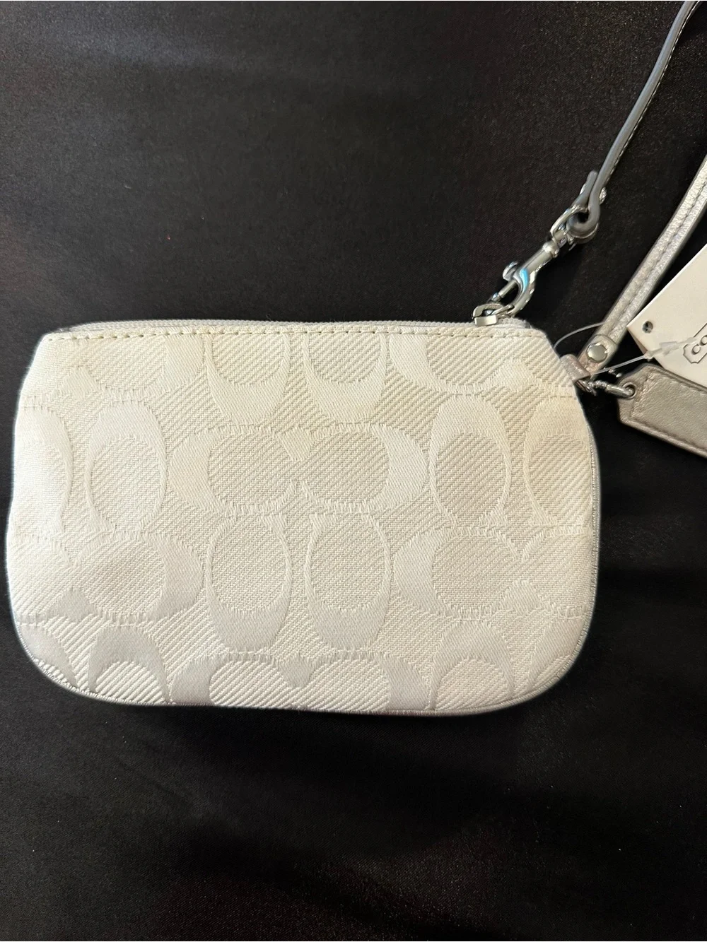 COACH Cream Signature Wristlet with Silver Trim - Picture 5 of 10
